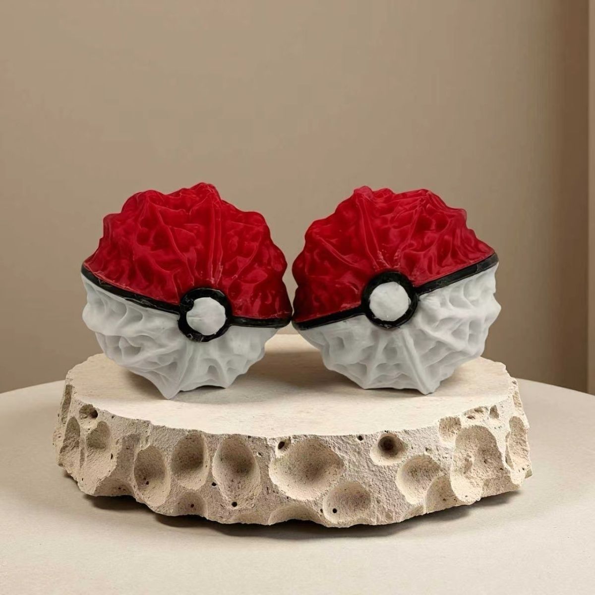 Pokeball Cosplay Prop - 포켓몬 포켓볼 3D 월넛 레드 화이트