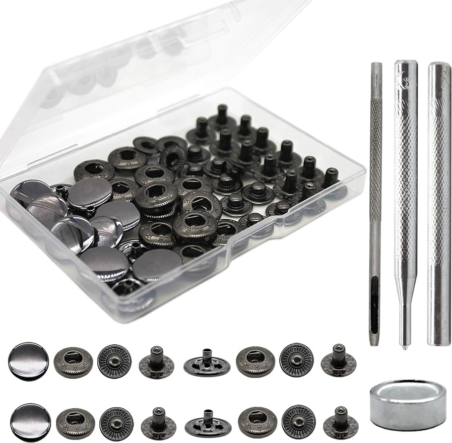 Snap Fastener Set - 12세트 프리미엄 황동 헤비듀티 가죽 스냅